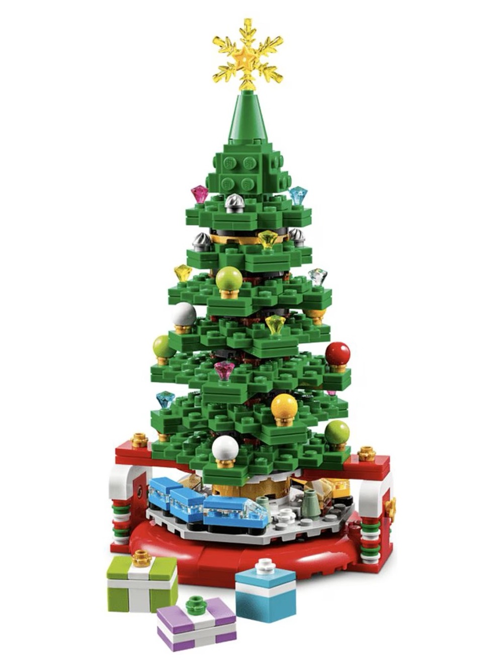Lego Green Christmas Tree Set with Red Base and Multicolor Ornaments - Picture 2 of 4